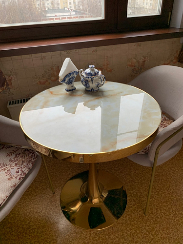 Деревянный стол Dorian 70x75 бежевый / золотой фото покупателя 1