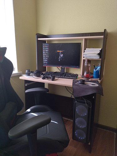 Компьютерный стол Грета-1 ясень шимо / дуб сонома фото покупателя 2