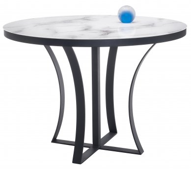 Стеклянный стол Нейтон белый мрамор / графит