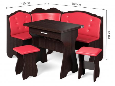 Кухонный уголок Елена-8 венге / кожзам красный