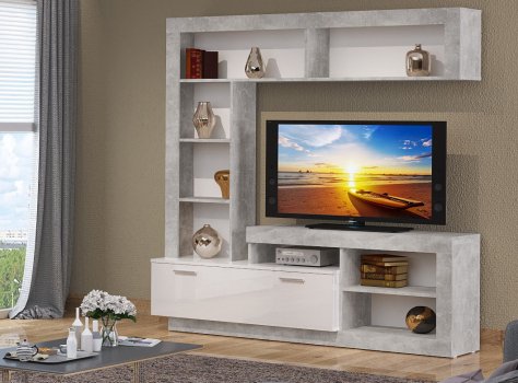 Готовая гостиная Монтана Мини atelier / белый глянец - Уцененный экземпляр