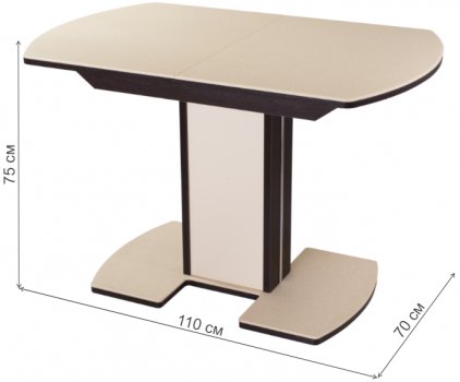 Стол Румба ПО КМ венге / камень 06 / ножка 05 венге / крем / камень 06