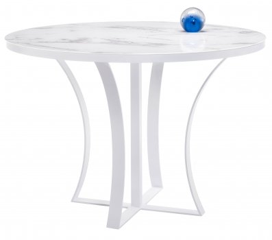 Стеклянный стол Нейтон белый мрамор / белый